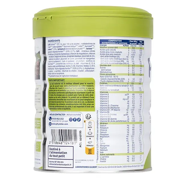 Physiolac Bio Lait Croissance 3ème Âge 800g X3