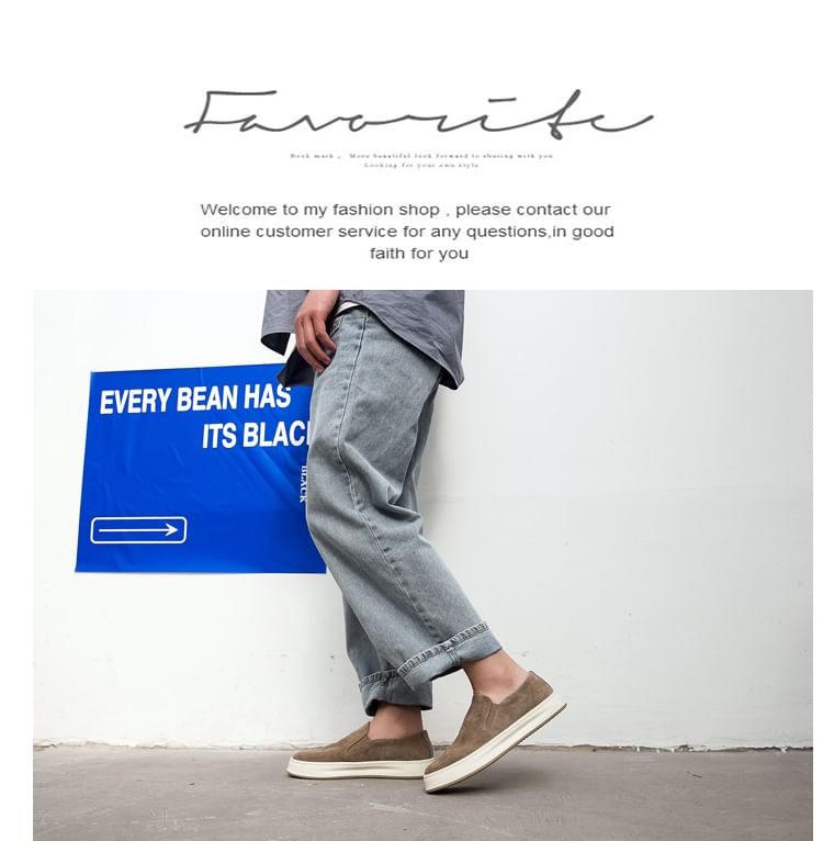 VEAZ - Platform Plain Faux Suede Slip-Ons
