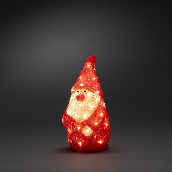 Père Noël Lumineux LED en acrylique 40 diodes 24W IP44 blanc chaud L.19 cm x H.38 cm