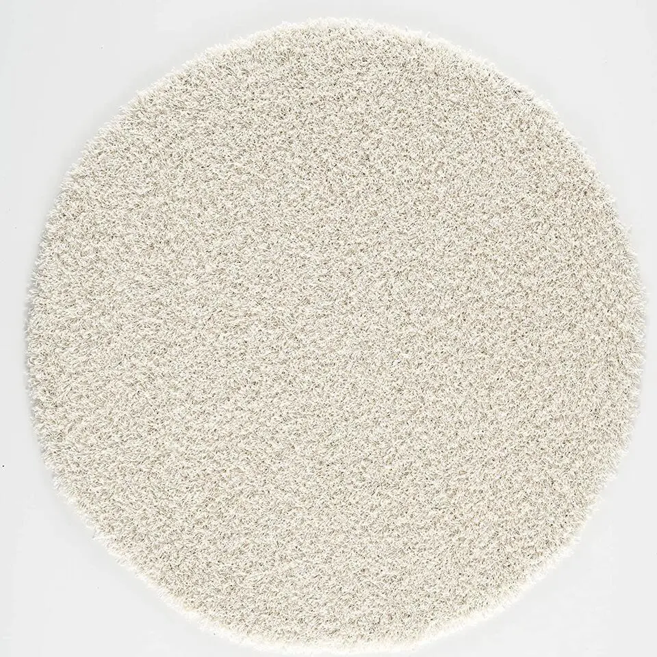 Loca Shaggy Rond Vloerkleed Creme Hoogpolig - 120 CM ROND