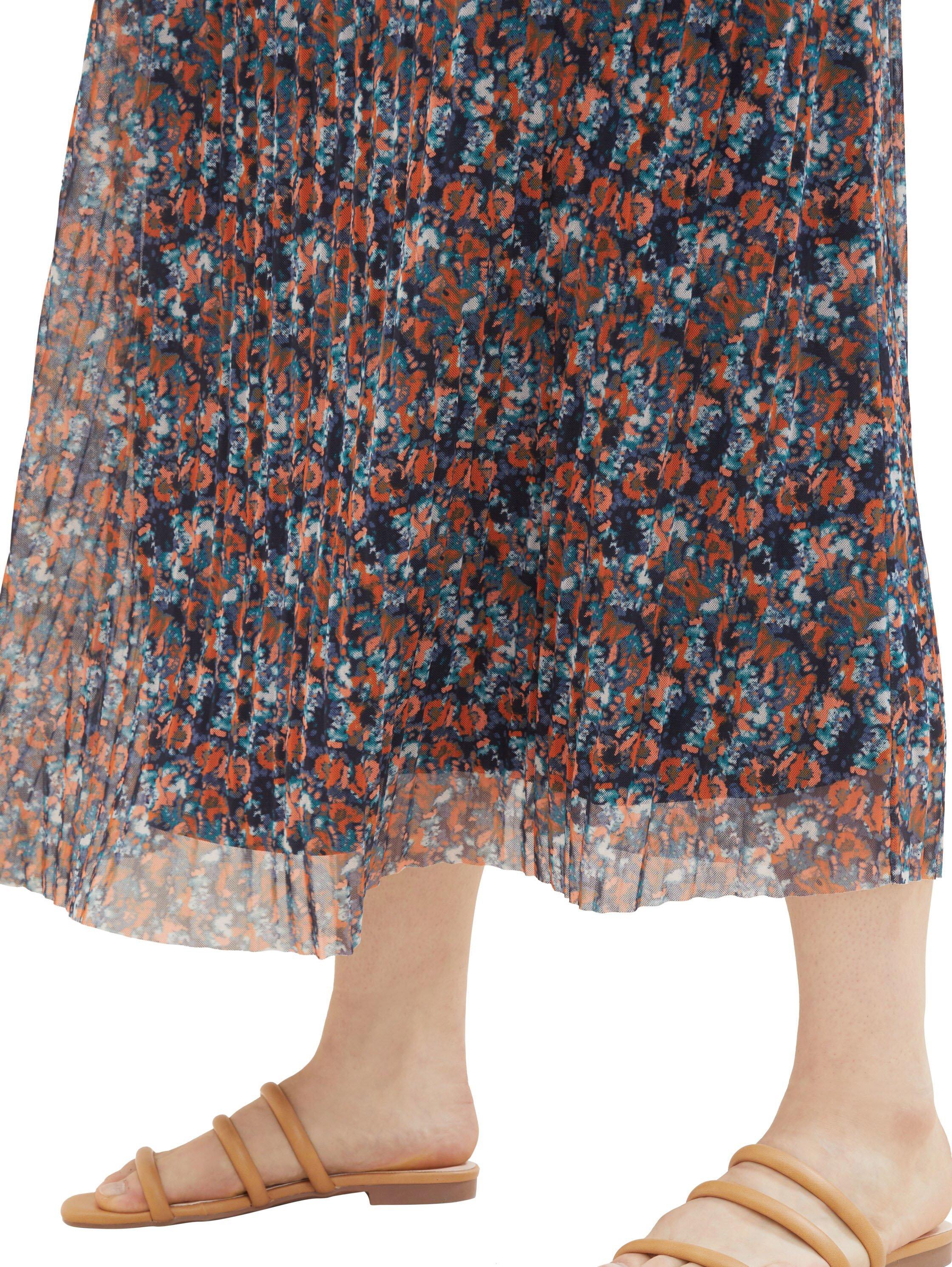 Plissiertes Mesh-Kleid mit Allovermuster