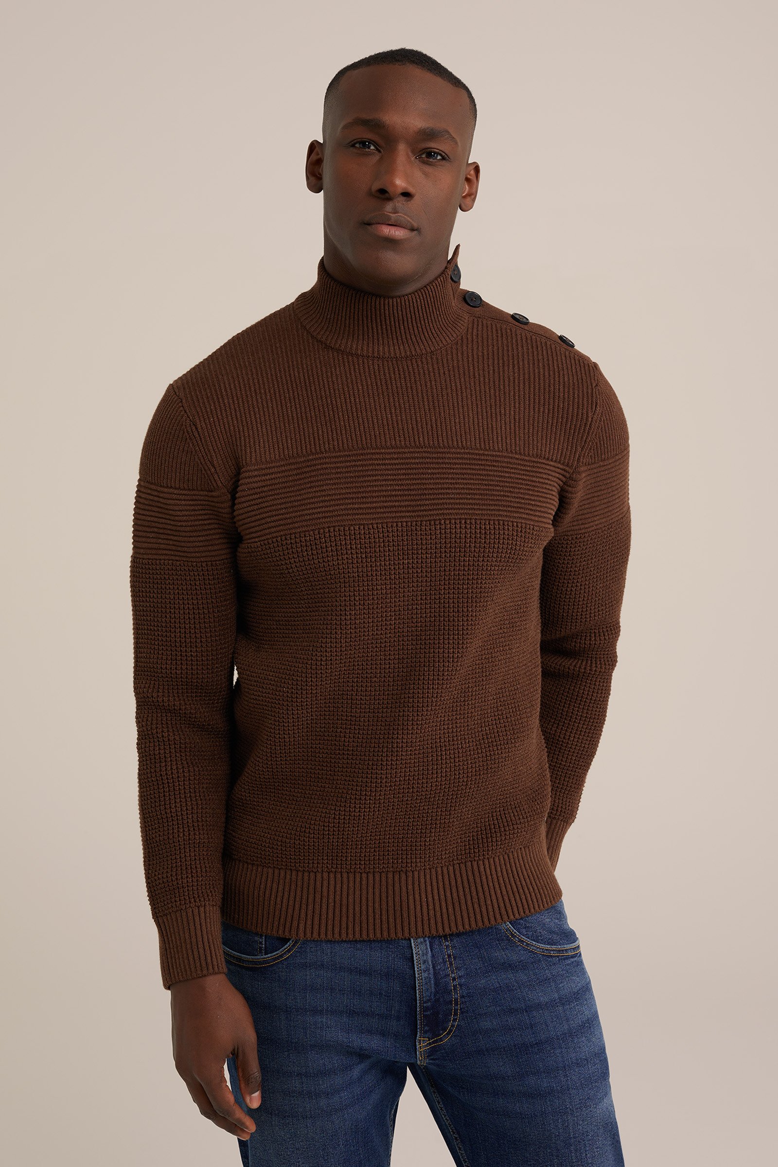 trui met structuur WE Fashion Bruin