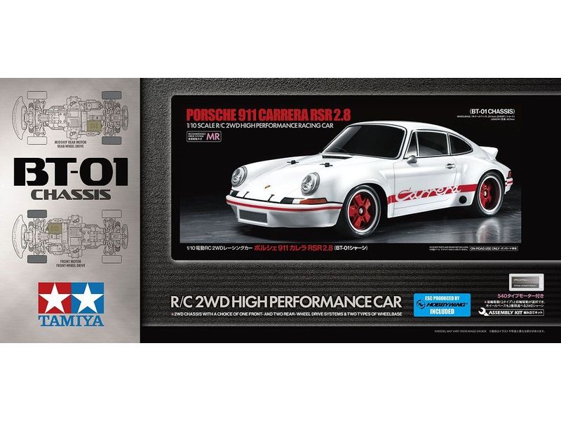 Tamiya Tourenwagen Porsche 911 Carrera RSR 2.8 BT-01 Bausat 2WD On-Road Modell Bausatz inklusive Motor und Regler