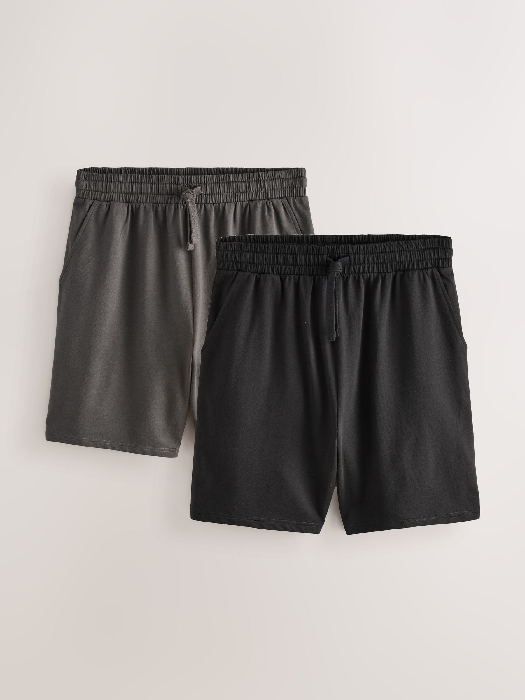 Donkergrijs/zwart - Set van 2 lichtgewicht 100% katoenen joggershorts