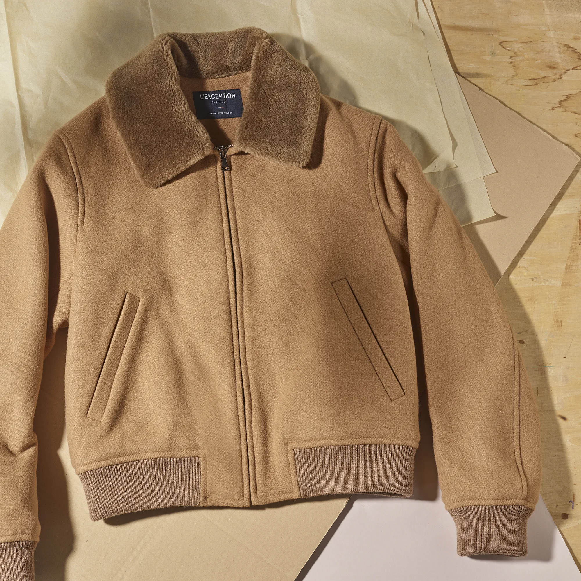Blouson col effet mouton en laine vierge L'Exception Paris