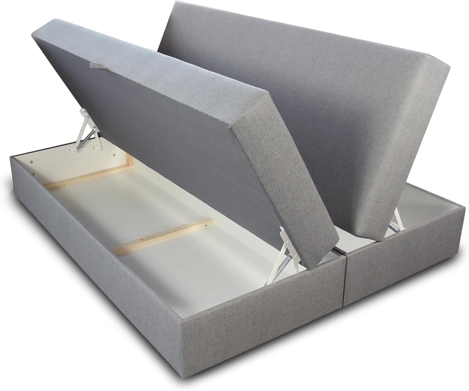 Sofnet Boxspringbett Base mit 2 Bettkästen - Doppelbett mit Bonell-Matratze und Topper, Polsterbett, Freistehendes Bett, Bettgestell, Schlafzimmer (Grau (Inari 91), 140 x 200 cm)