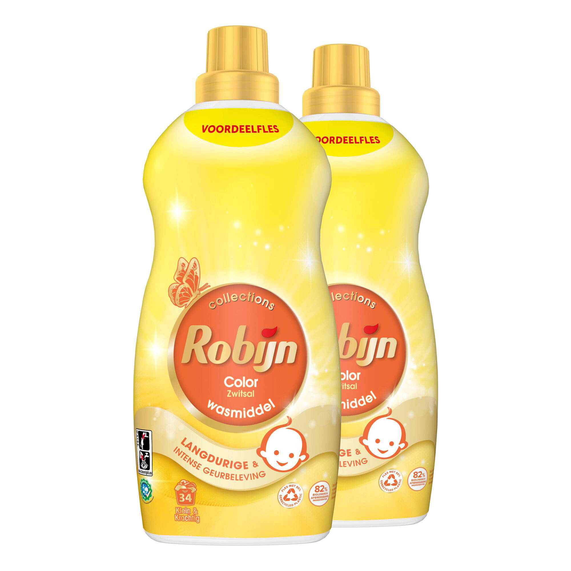 Robijn vloeibaar wasmiddel Color Zwitsal - 2 x 34 wasbeurten - 68 wasbeurten