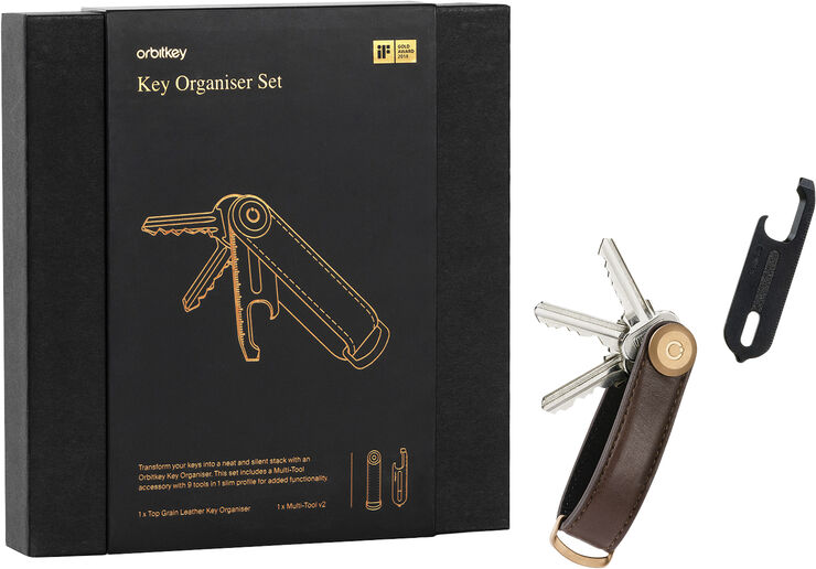 Orbitkey Leather Key Organiser   Multi-tool V2 - Espresso/Black Espresso