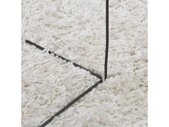 Tapis shaggy à poils longs moderne crème ø 80 cm