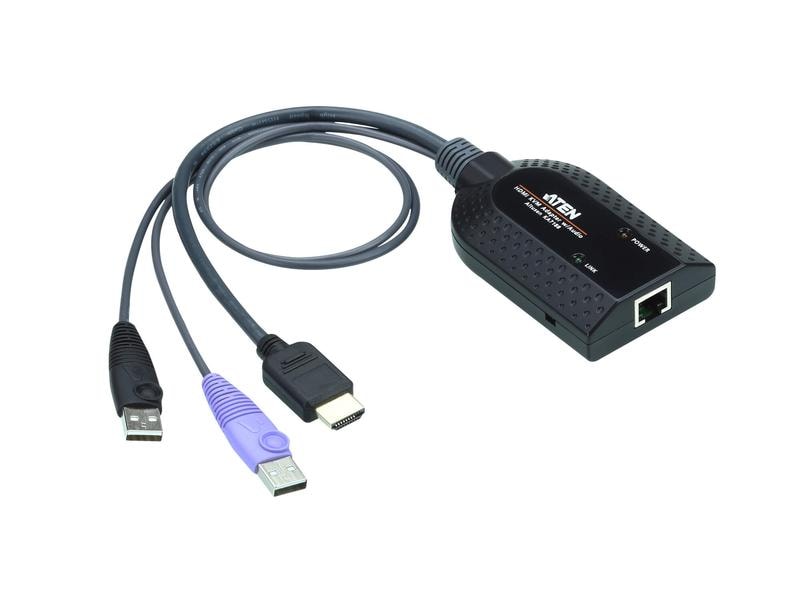 Aten KVM-Kabel KA7188 HDMI USB HDMI Virtual Media KVM Adapter (unterstützt Smart Card Leser und Audio De-Embedder)