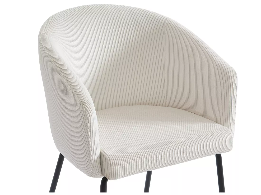 Lot de 6 chaises avec accoudoirs en velours côtelé et métal - Crème - MORONI de Pascal MORABITO