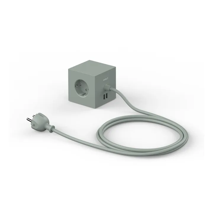 Avolt Rallonge Square 1 avec prise USB | Vert kaki