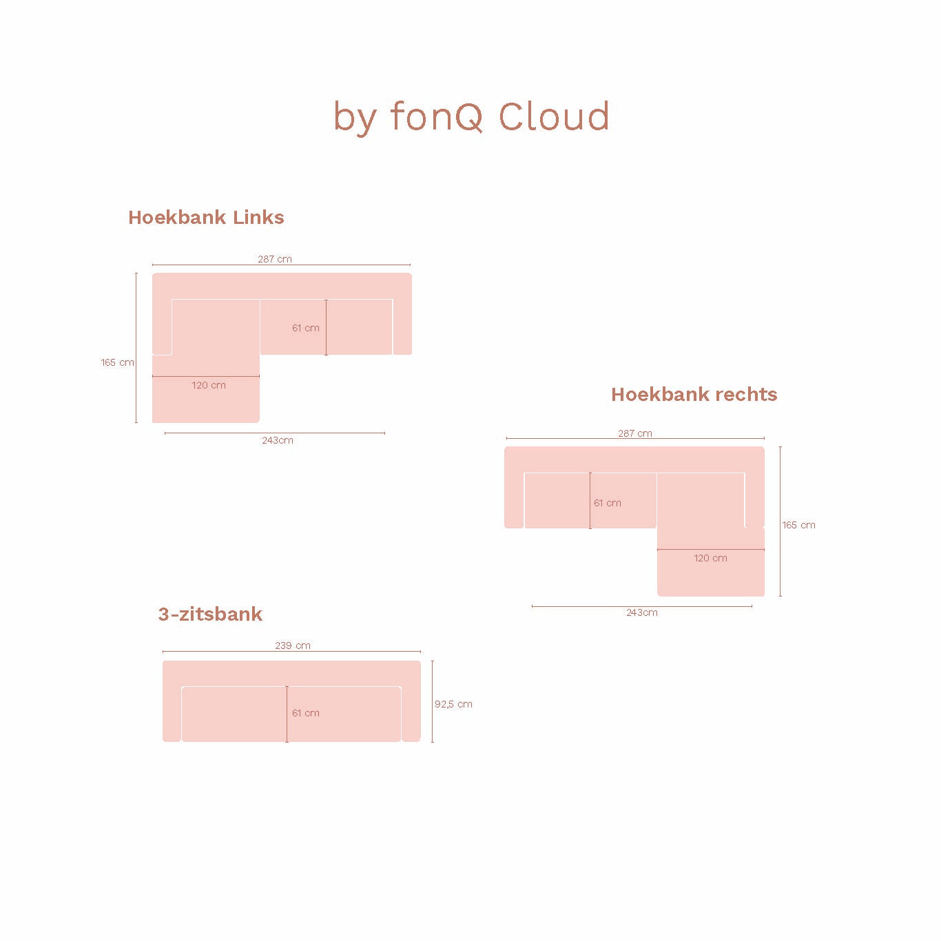 by fonQ Cloud 3-zitsbank - Beige