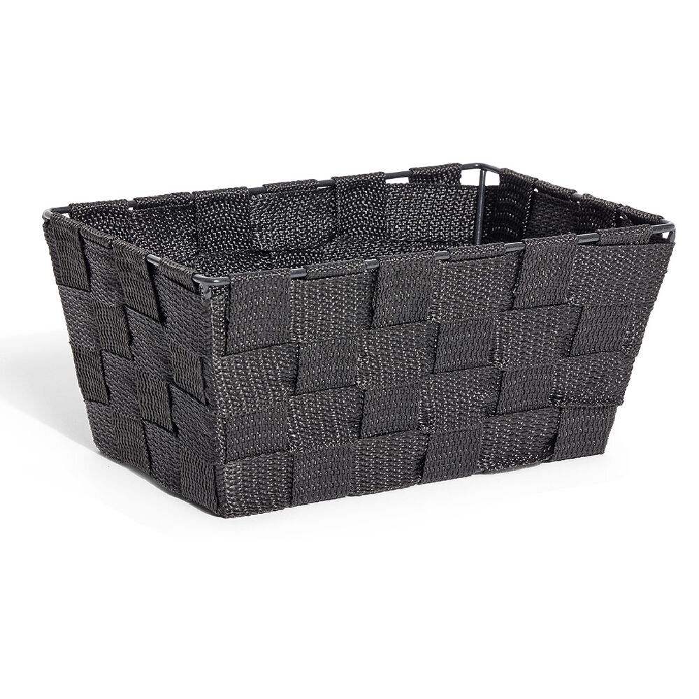 Panière de rangement tissu tressé noir 21,5x14xH10cm