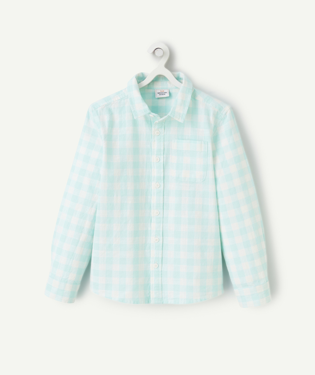 chemise manches longues garçon à carreaux vert et blanc