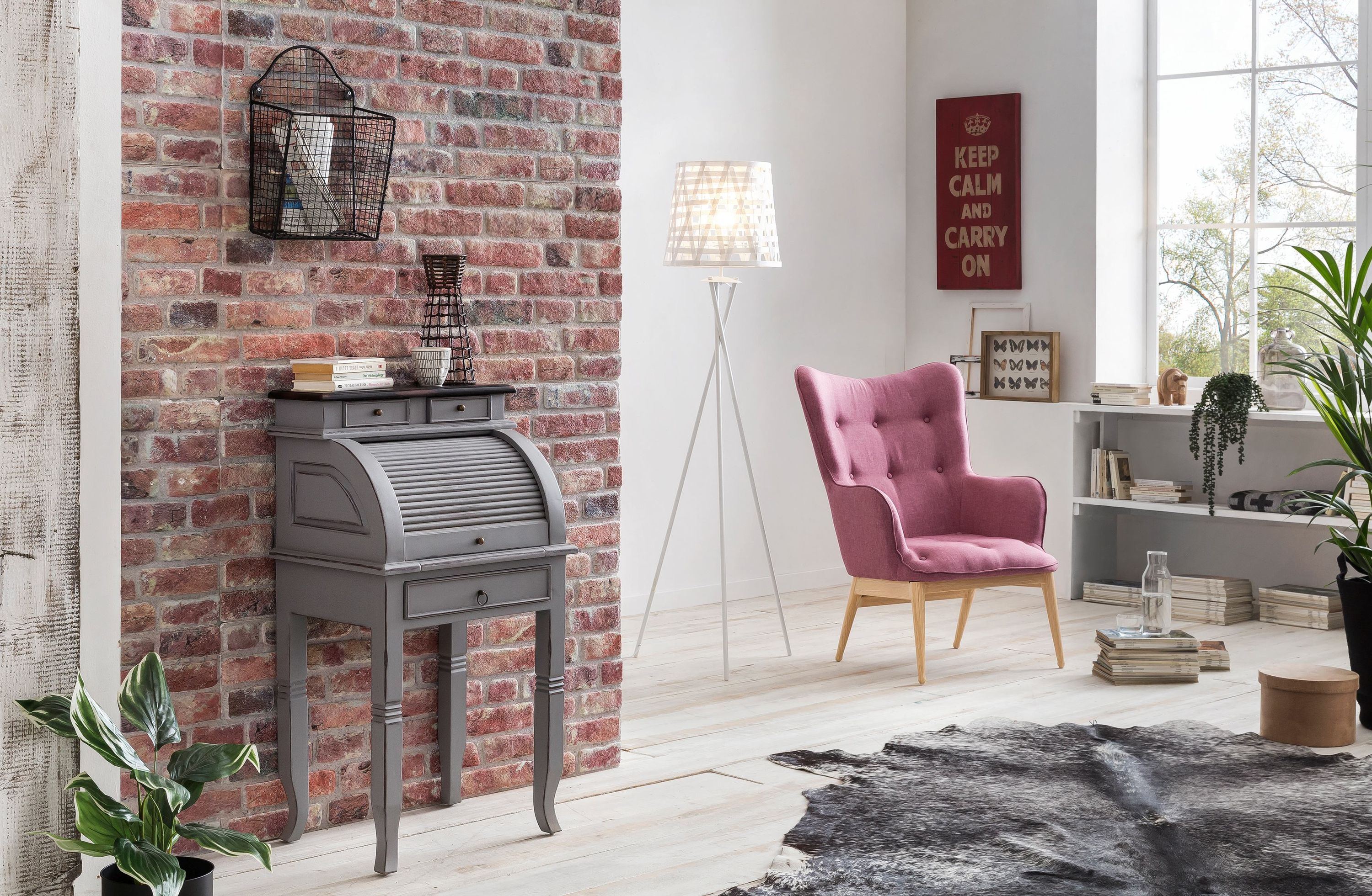 Sekretär Spa Akazie massiv Schreibtisch Bürotisch Kommode Schrank Highboard