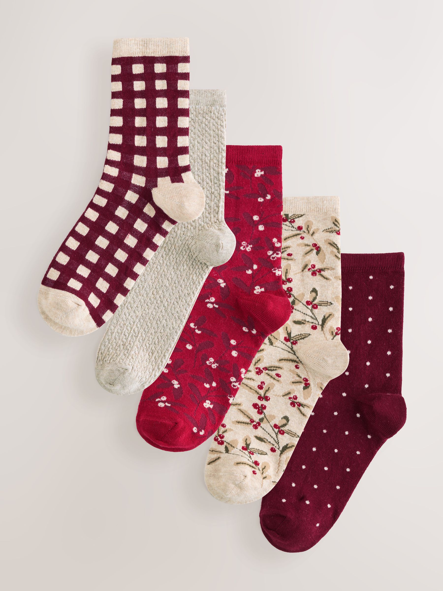Vrolijke Kerstmis bes - Set van 5 paar enkelsokken