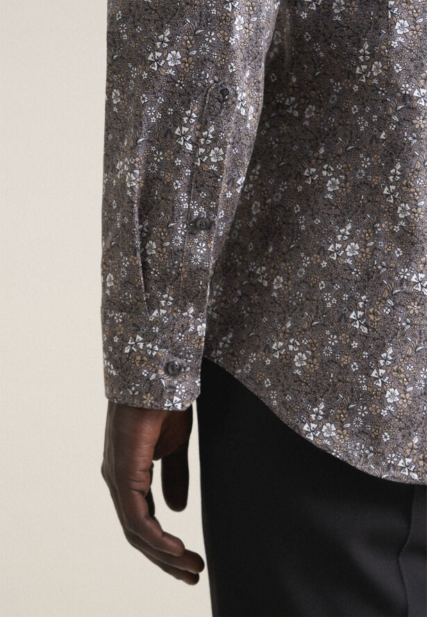 Seidensticker Business Shirt Slim Long sleeve Kent-Collar Print Grey