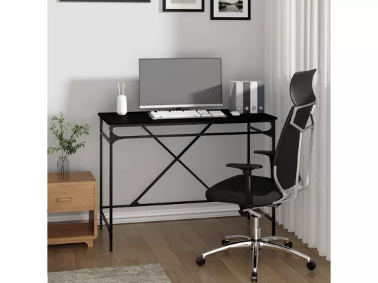 Bureau noir 100x50x75 cm bois d'ingénierie et fer