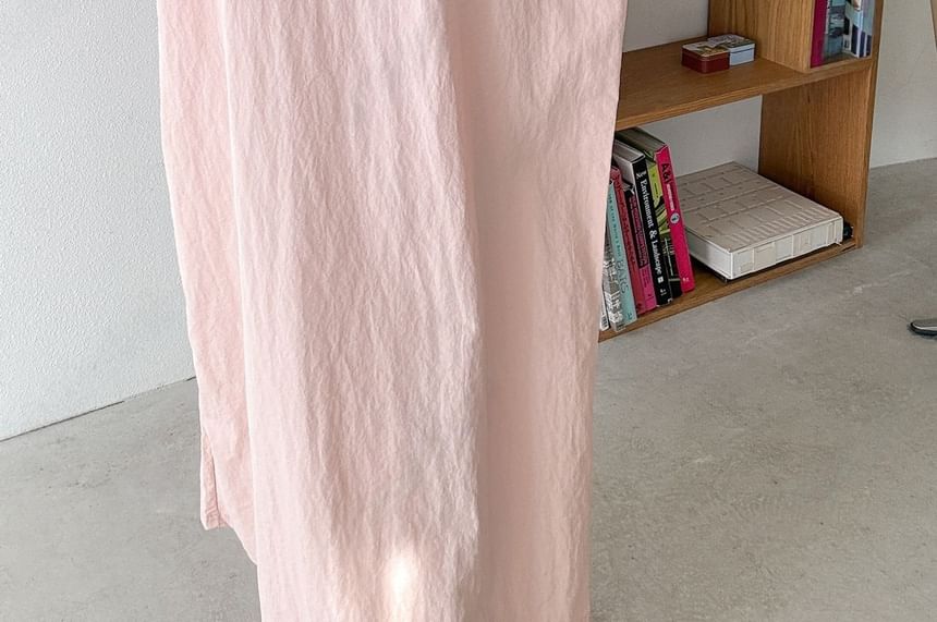 Chubby Girl - Plus Size korte mouwen effen losse midi-jurk
