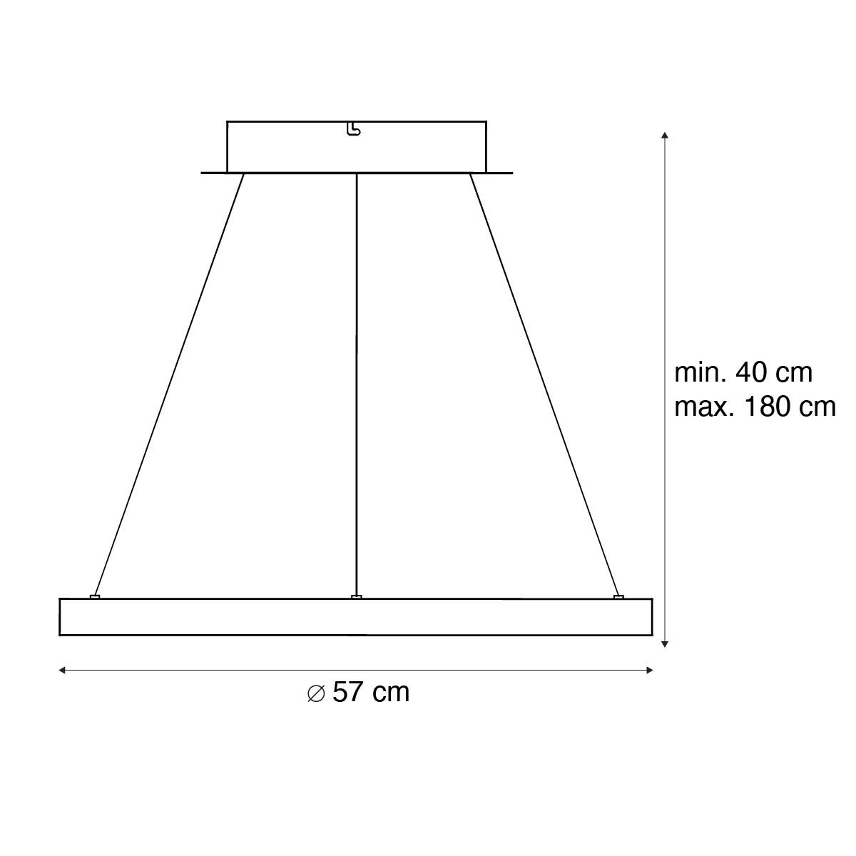 Design hanglamp brons incl. LED dimbaar easylift - Hoop