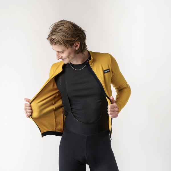 GripGrab EXPLR Merinotech Thermal langærmet cykeltrøje Mustard Yellow herre