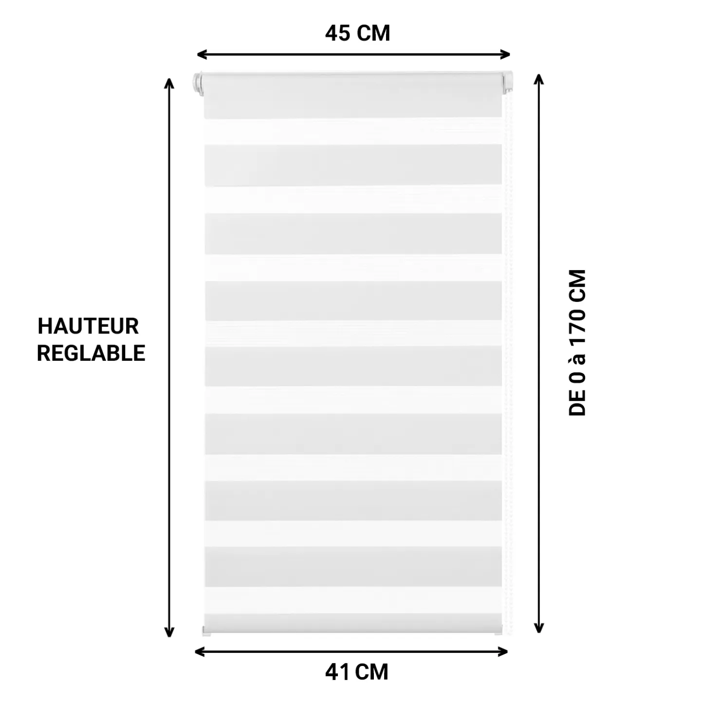 Lot de 2 stores enrouleurs zébrés jour nuit l.45 x H. max 170 CM blancs