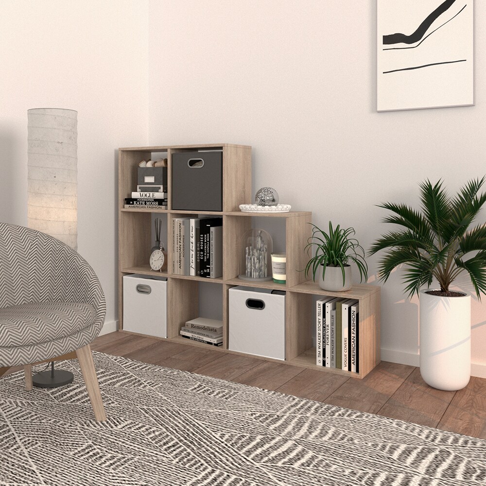 Vicco Treppenregal Raumteiler Bücherregal 9 Fächer Sonoma Stufenregal Regal