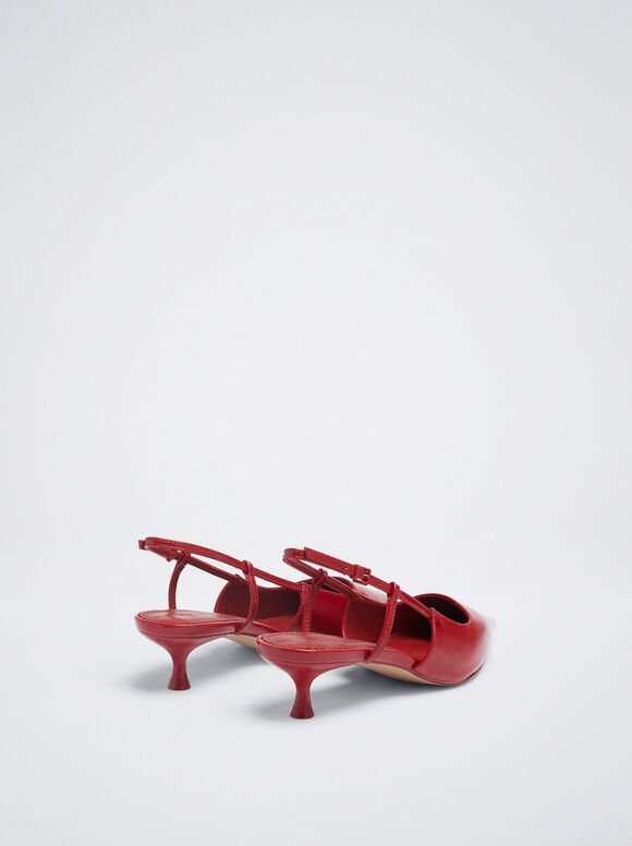 Sapato de salto slingback em verniz - Vermelho