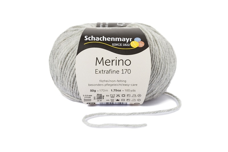 Handstrickgarn MERINO EXTRAFINE 170 - hellgrau meliert - 50g
