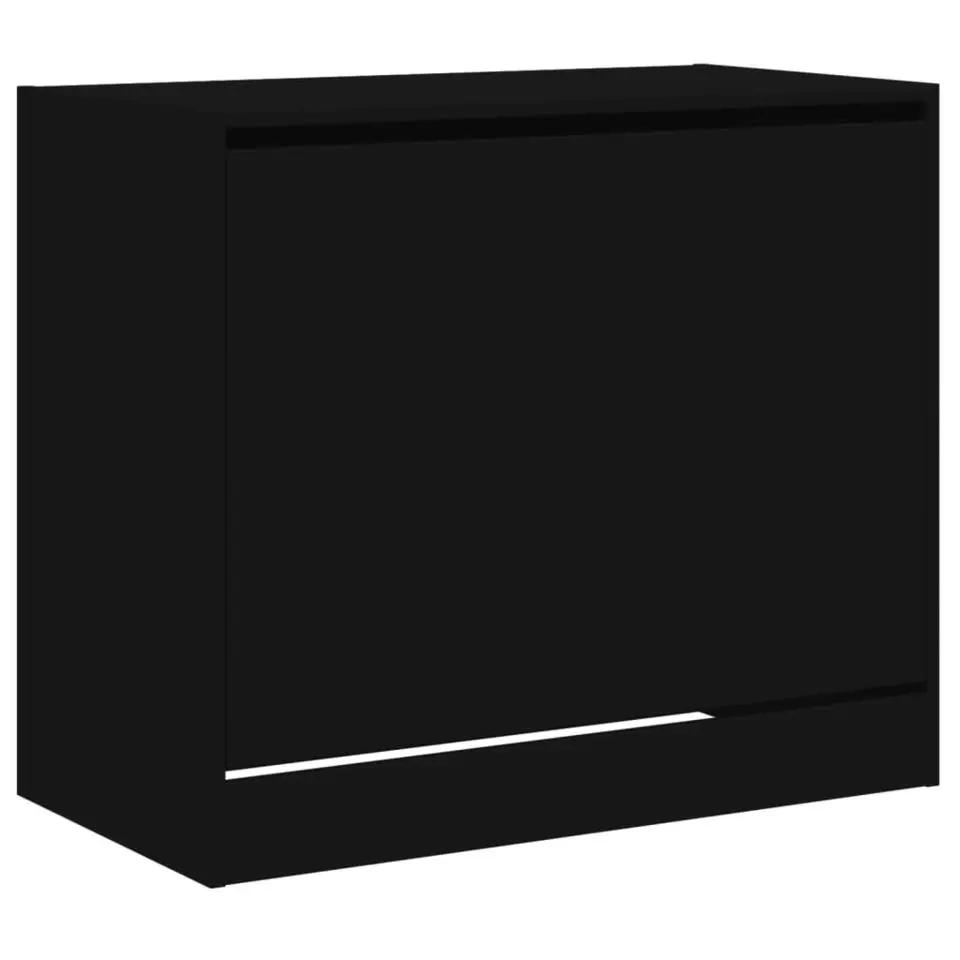 vidaXL - 3-laags Schoenenkast met 1 klep - Zwart - Bewerkt hout - 80x42x69 cm
