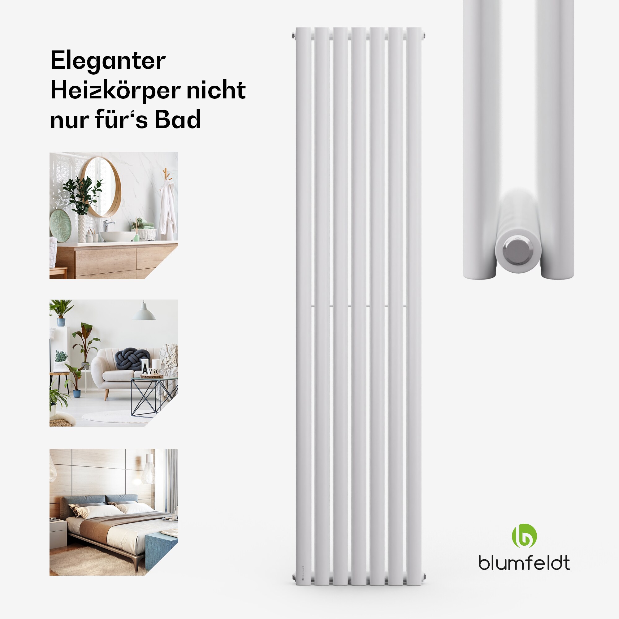 Tallheo 41 x 180 cm Heizkörper Badheizkörper Röhrenheizkörper 691 W Warmwasser 1/2 Weiß 180 x 41 cm Einzelreihig