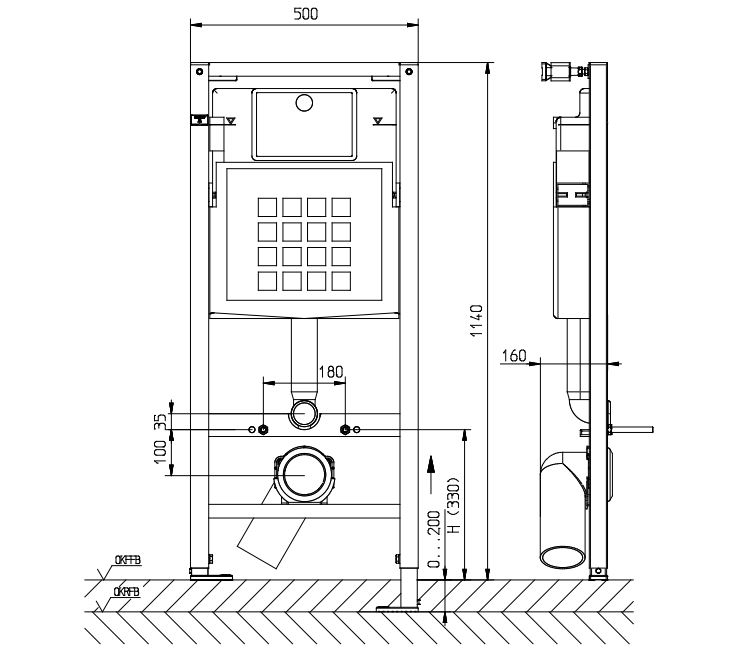Geberit UP320 toilet inbouwreservoir met Rapotec frame