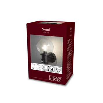 Konstsmide wandlamp Nemi met bewegingsmelder zwart E27