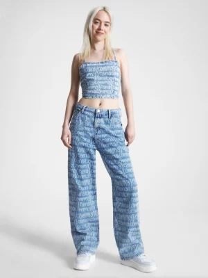 Calça jeans Daisy Low Rise Baggy com estampa de nome