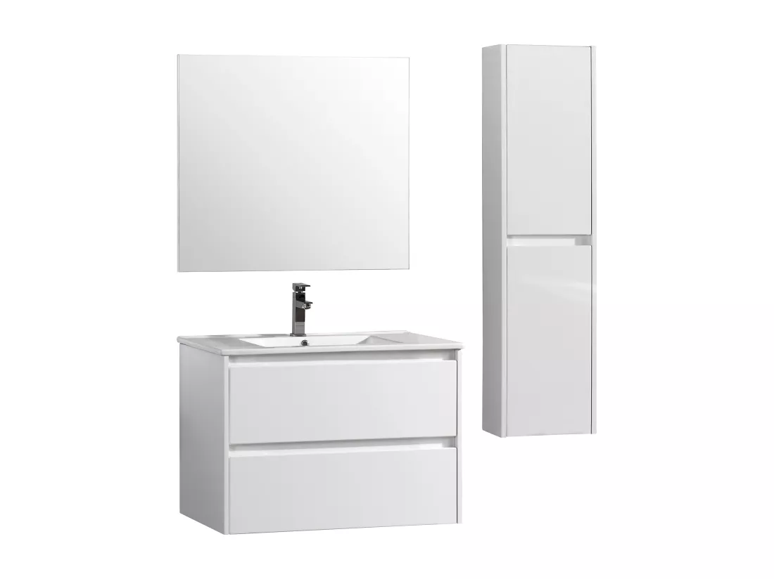 Ensemble meuble de salle de bain 100 cm blanc laqué Aquadoli