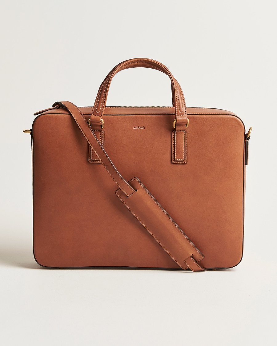 Mismo Morris Full Grain Leather Briefcase Tabac