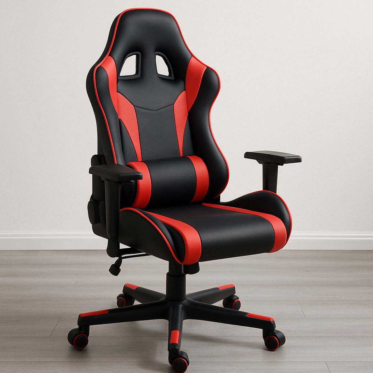 Gaming Stuhl PU-Leder Schwarz/Rot Verstellbar mit Armlehnen