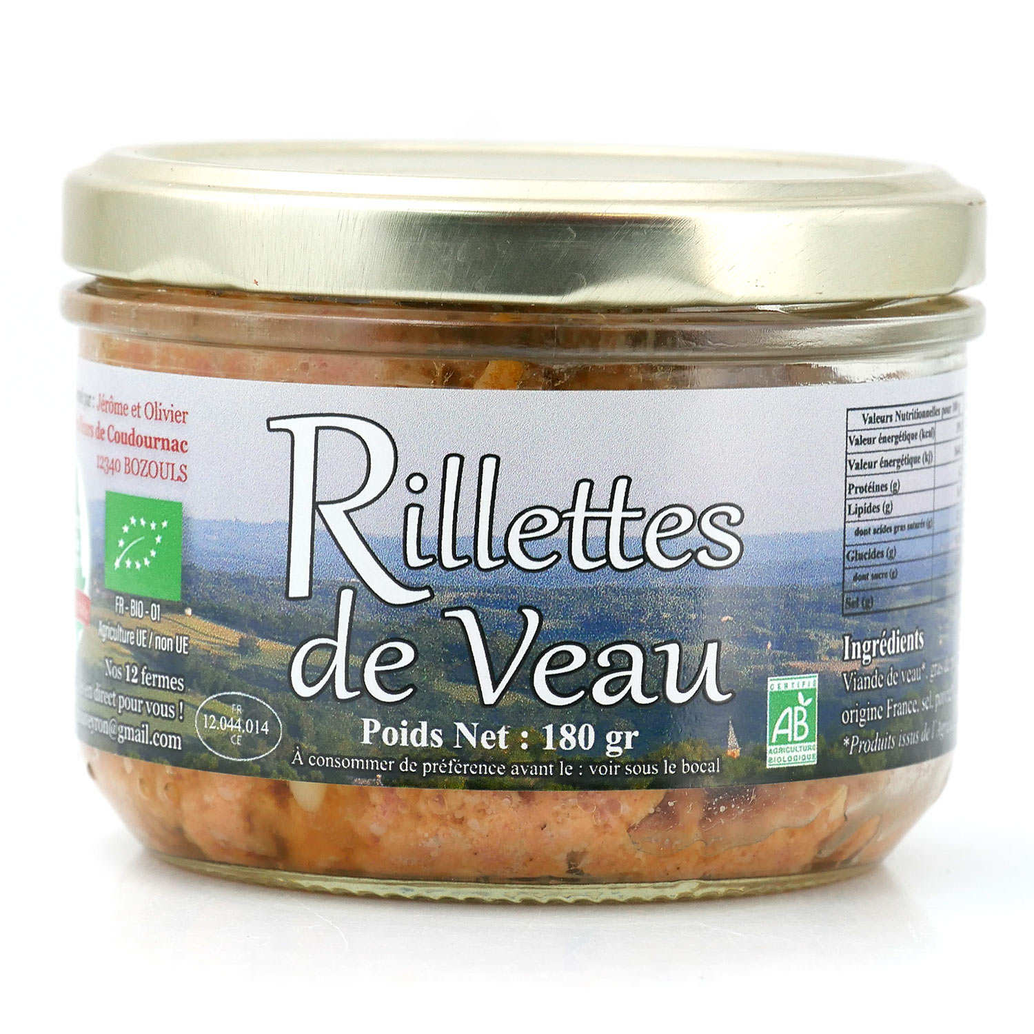 Rillettes de veau bio - Charcuterie bio et fermière de l'Aveyron
