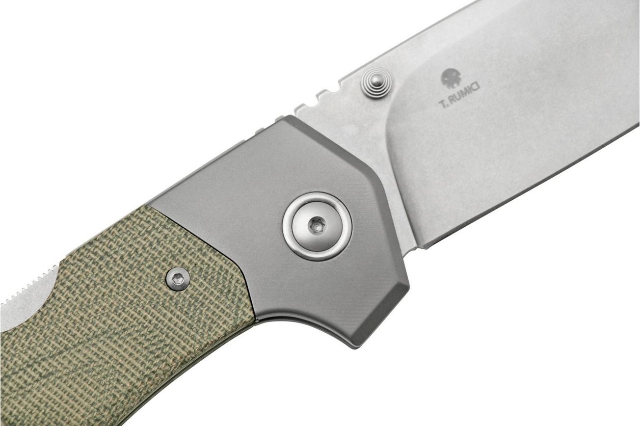 MKM Hero Stonewashed, Green Canvas Micarta, Titanium Bolsters, zakmes