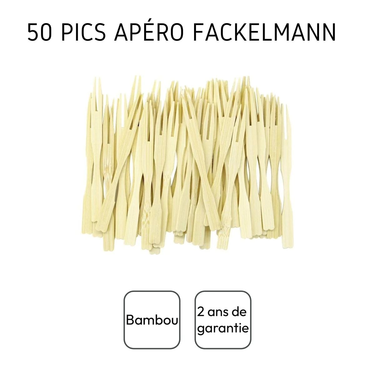 Lot de 50 pics à apéritif forme fourchette Fackelmann Wood Edition Fac
