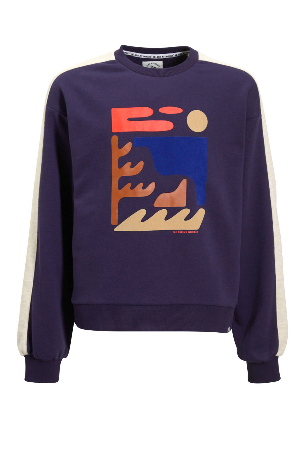 Me & My Monkey sweater Rinske met printopdruk donkerblauw