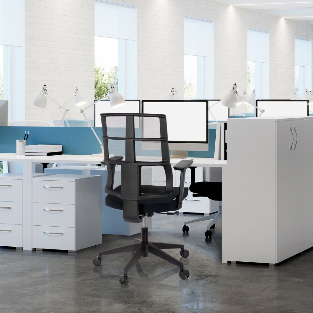Profi Bürostuhl SPINIO Stoff/Netzstoff mit Armlehnen (höhenverstellbar) hjh OFFICE