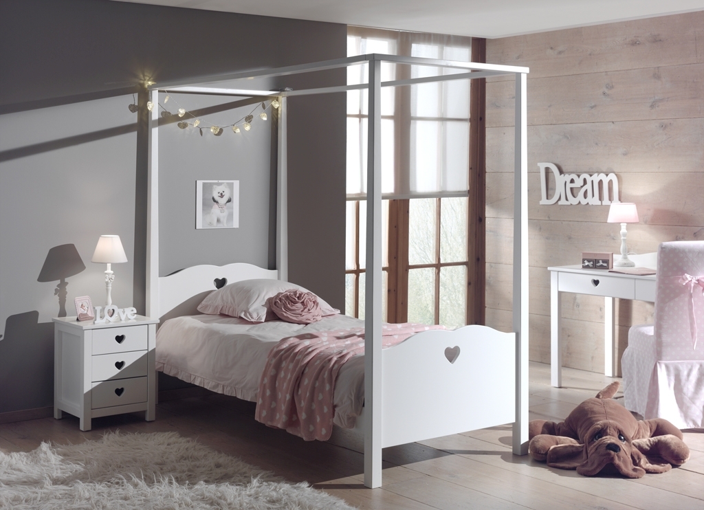 2-teiliges Jugendzimmer-Set AMORI - weiß - mit Nachtkonsole - 90x200 cm