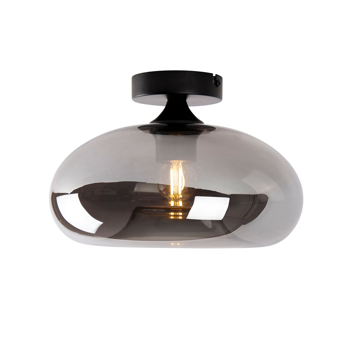 Smart plafondlamp zwart met smoke glas incl. Wifi P45 - Busa