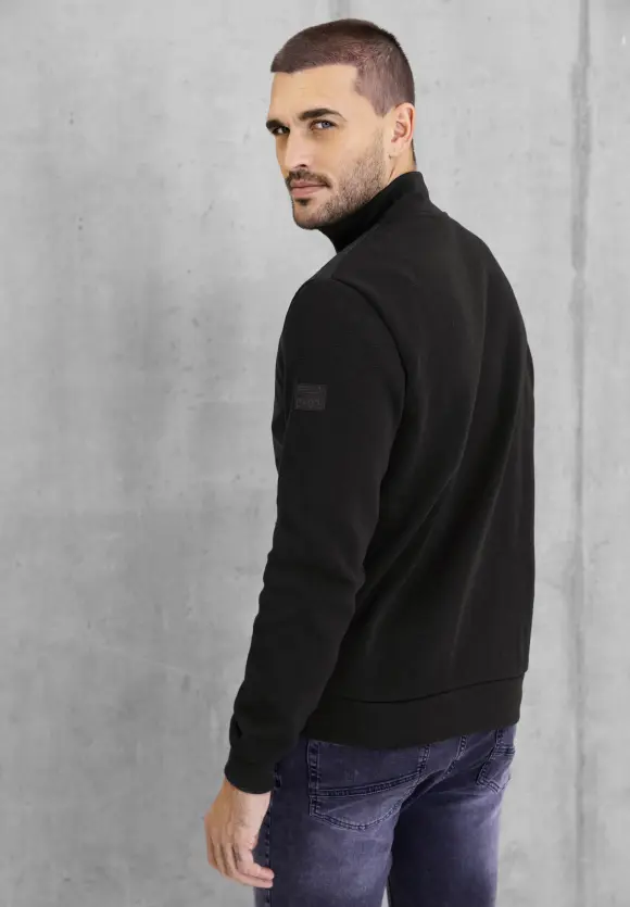 Strickjacke im Materialmix - Black