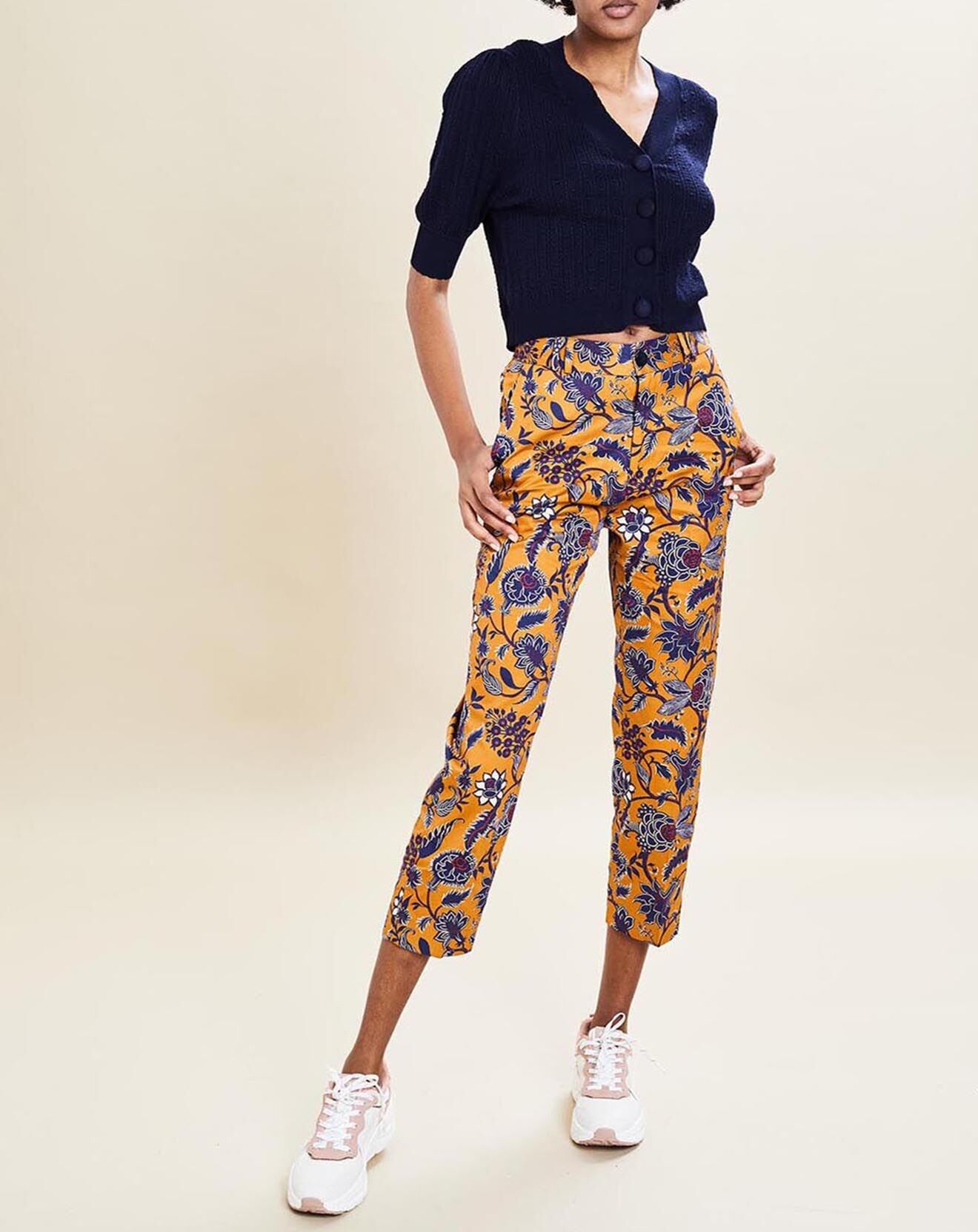 Chloé Stora Pantalon Romeo imprimé camel/marine