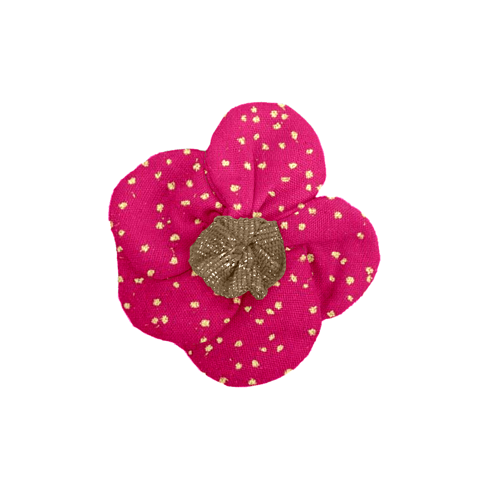 Mini Barrette Pétales De Fleur Fuchsia Pailleté