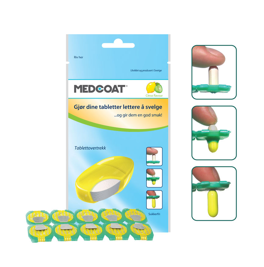 Medcoat tablettovertrekk  sitrus - 10 pk