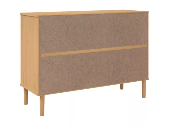 Buffet SENJA aspect rotin marron 112x40x80cm bois massif de pin